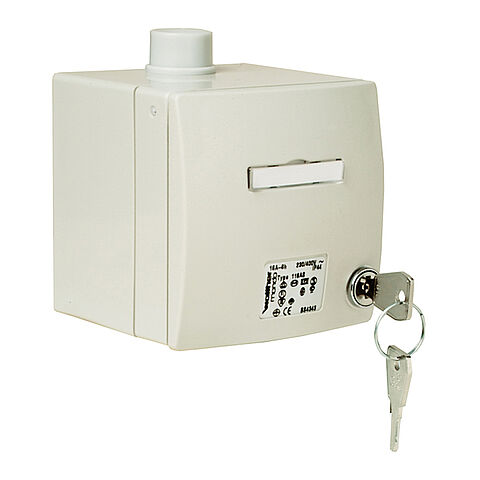 MONDO wall socket surface-mounted 16A 3P 6h with inscription label, lockable, in light grey